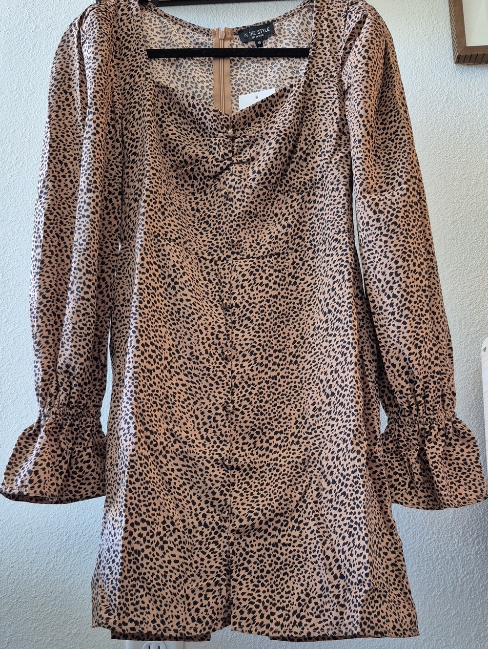 Leopard-Print Mini Dress in Tan and Black — Women